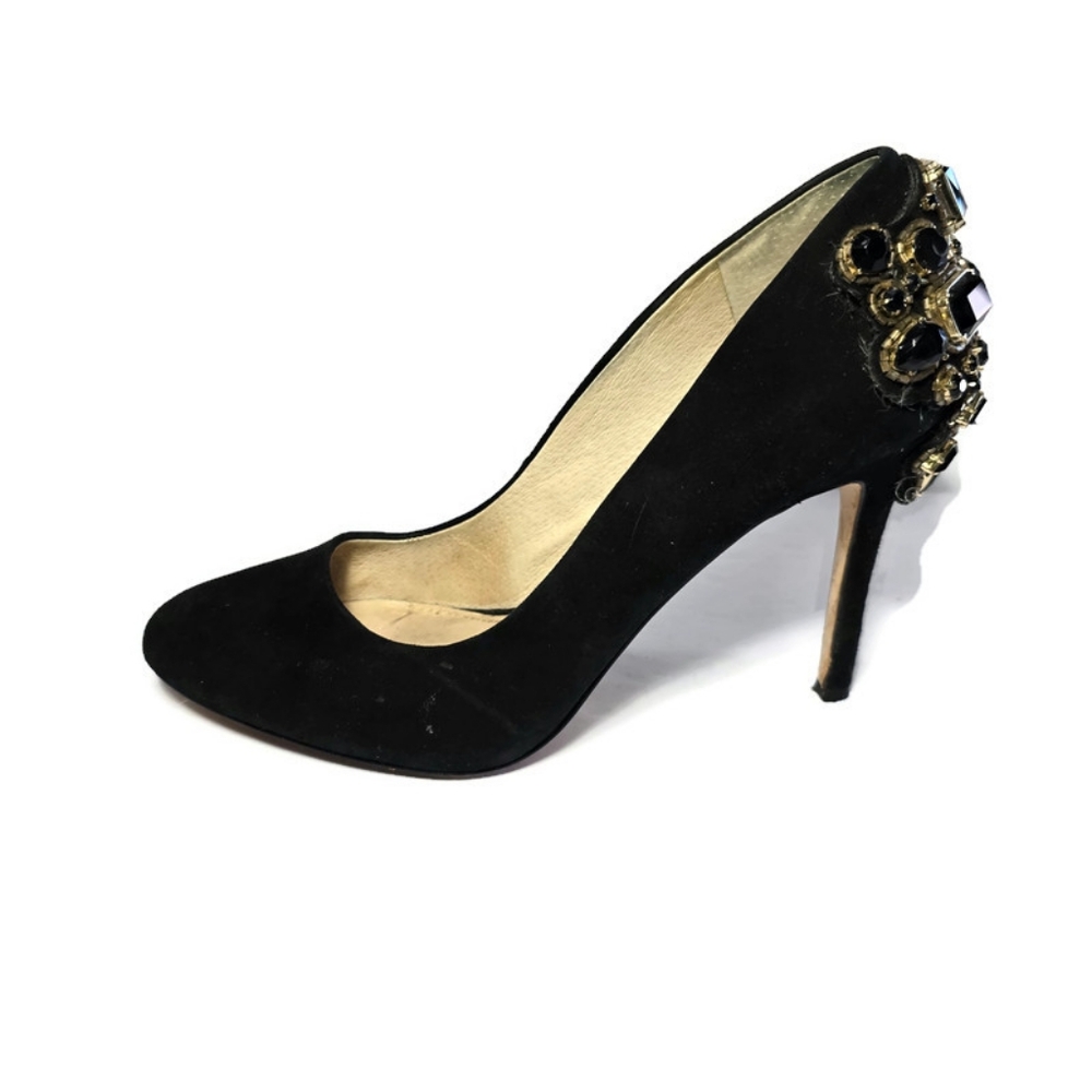 Louise et Cie Black Crystal Heels Stiletto Pumps Round Toe Sz 8.5 - Picture 16 of 16